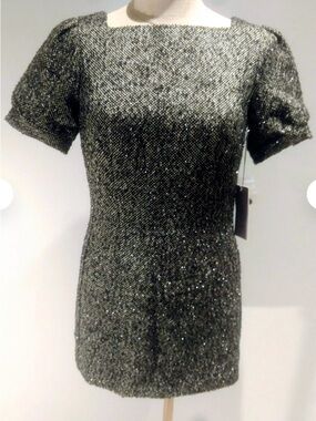 Jennifer Lopez Sparkling Silver Short Sleeve Mini Dress